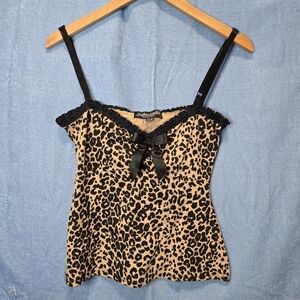 Leopard Print Women's Top with Black Accents